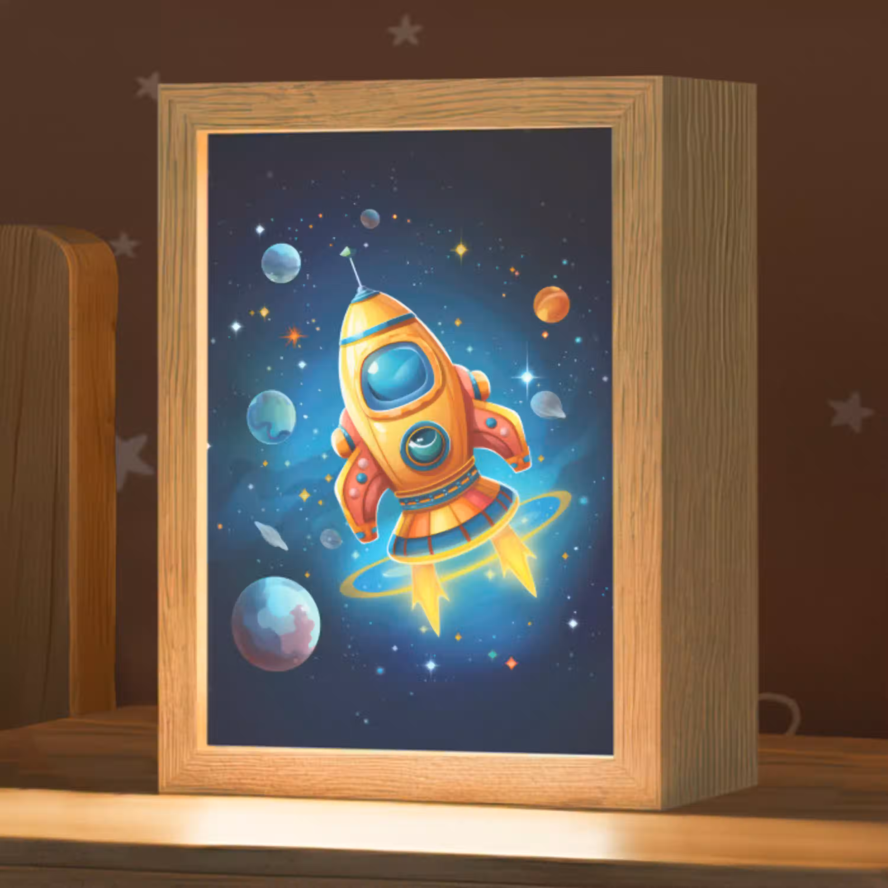 Raket - Ruimte - Planeten - Kinderen - Jongen Light Box met kabel klein -zzz_3d_website