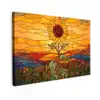 Zonnebloem - Mozaïek - Zonsondergang - Geel Tuinposter op houten frame 2 cm dik klein -3d
