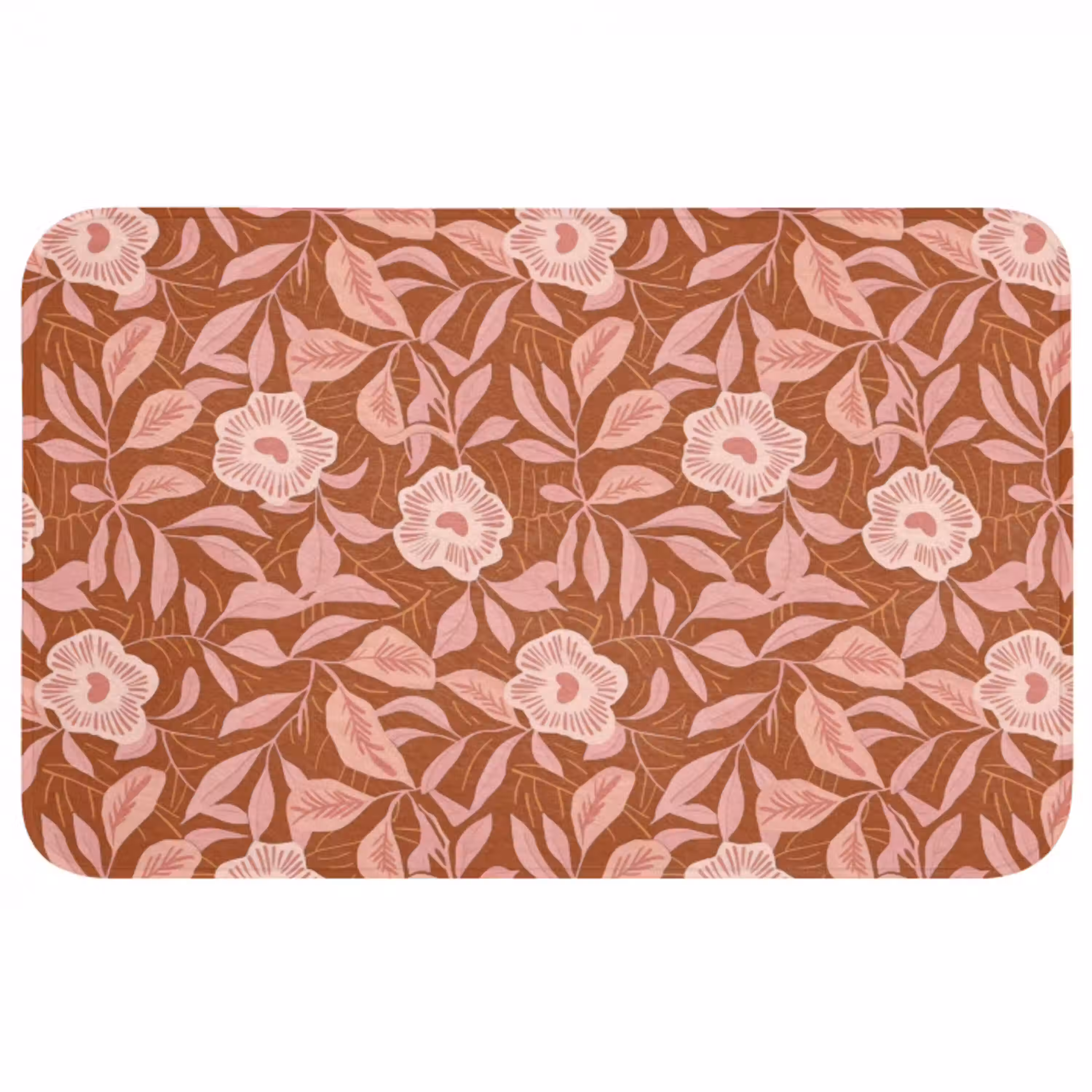 Patroon - Bladeren - Terracotta Badmat middel 997 -3d