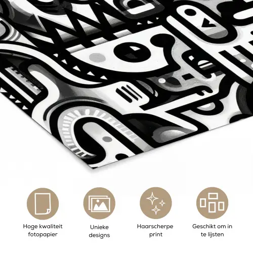 Symbolen - Abstract - Grafisch - Zwart poster papier klein -closeup_NL