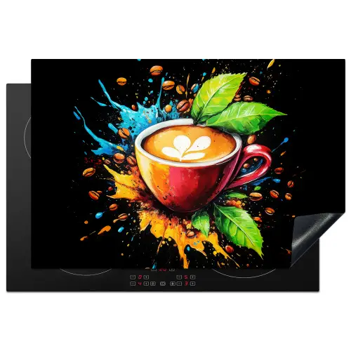 Koffie - Graffiti - Drinken - Abstract Inductie beschermer vinyl 3mm klein -3d