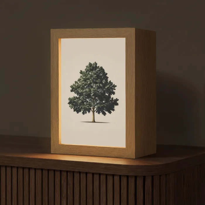 Eikenboom - Schaduw - Egaal Light Box met kabel (Tafellamp) klein -z3d_website