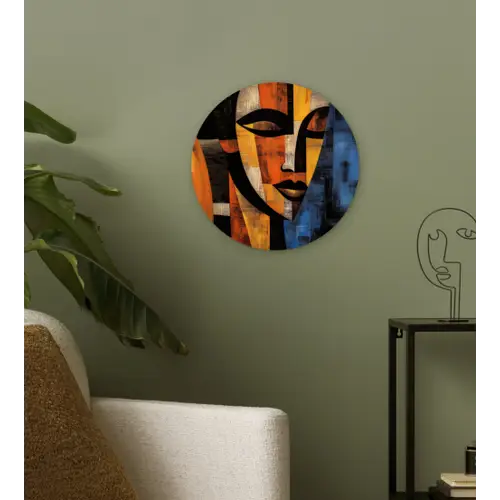 Abstract - Portret - Kleurvakken Wandcirkel kunststof plaat 5mm dik klein -sfeer3