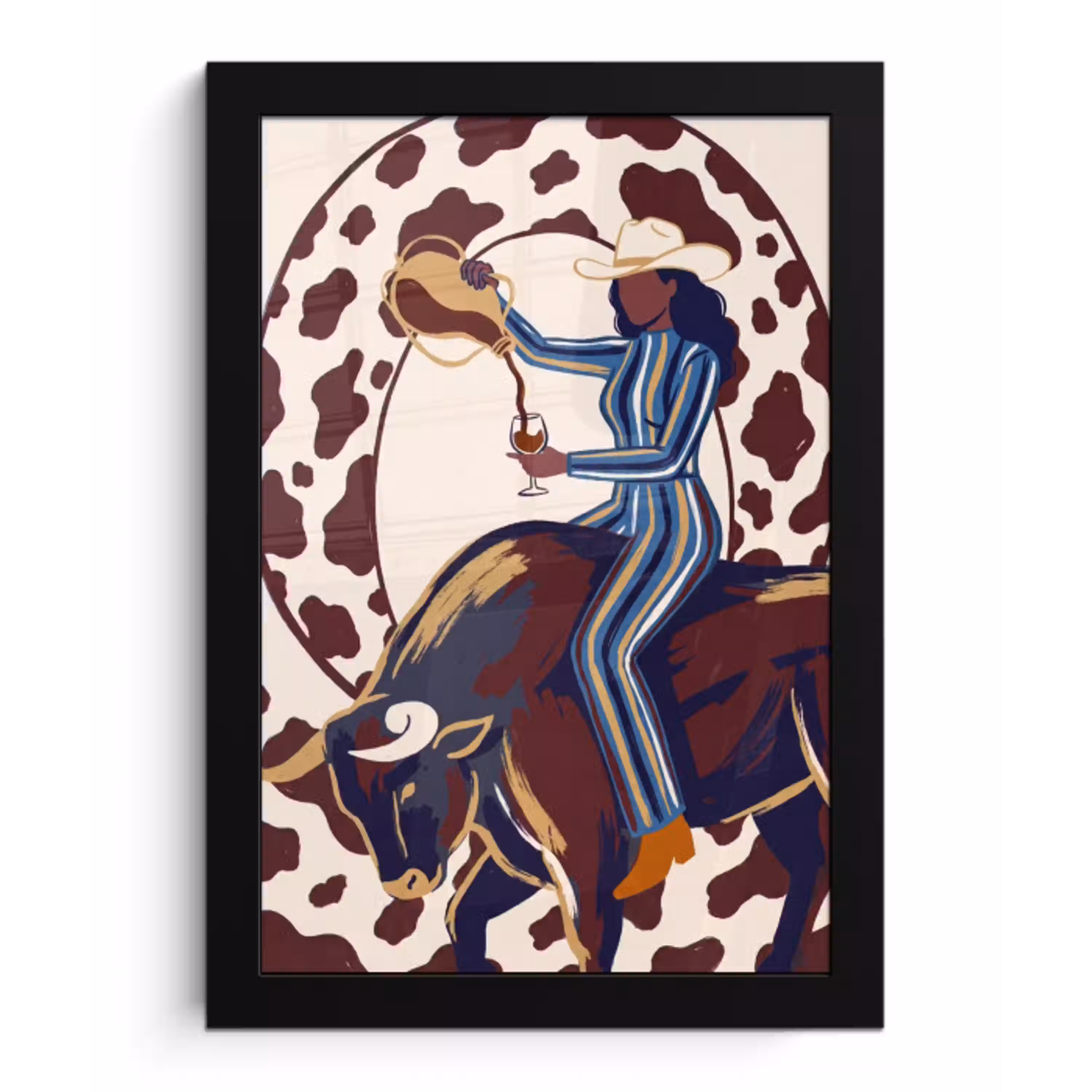 Mensen - Dieren - Cowboy - Abstract - Kleurrijk fotolijst zwart zonder passe partout klein -3d