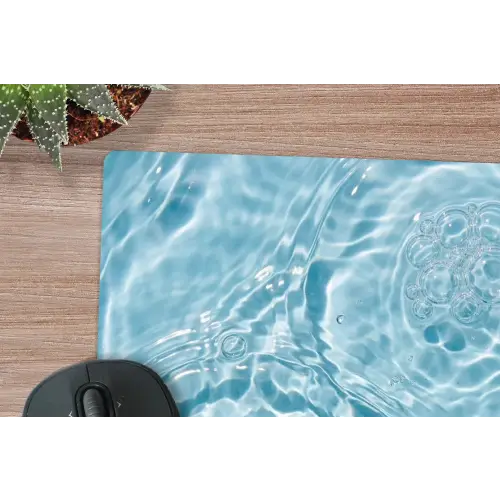 Water - Blauw - bubbels muismat rubber klein -closeup