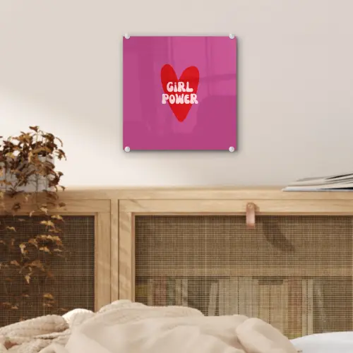 Girl power - Hart - Roze - Rood plexiglas 5mm klein -sfeer4