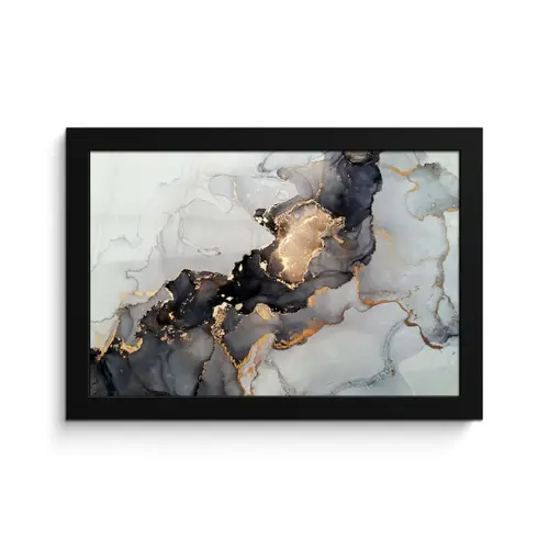 Zwart - Marmer - Luxe - Goud fotolijst zwart zonder passe partout klein -3d
