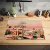 Roze landschap - Palmen - Water Inductie beschermer vinyl 3mm klein -sfeer5