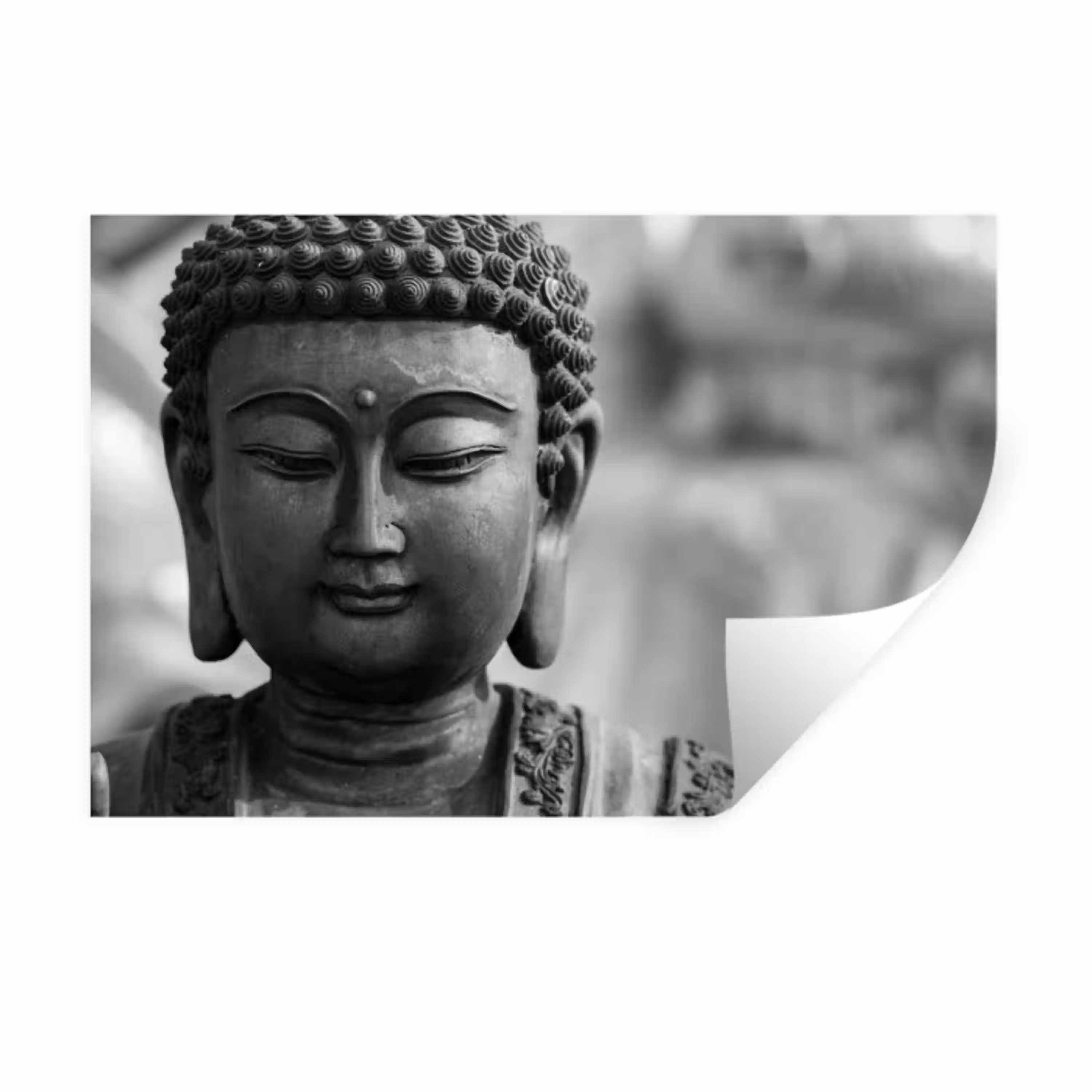 Boeddha - Grijs - Spiritualiteit - Buddha beeld - Religie Muursticker klein -3d
