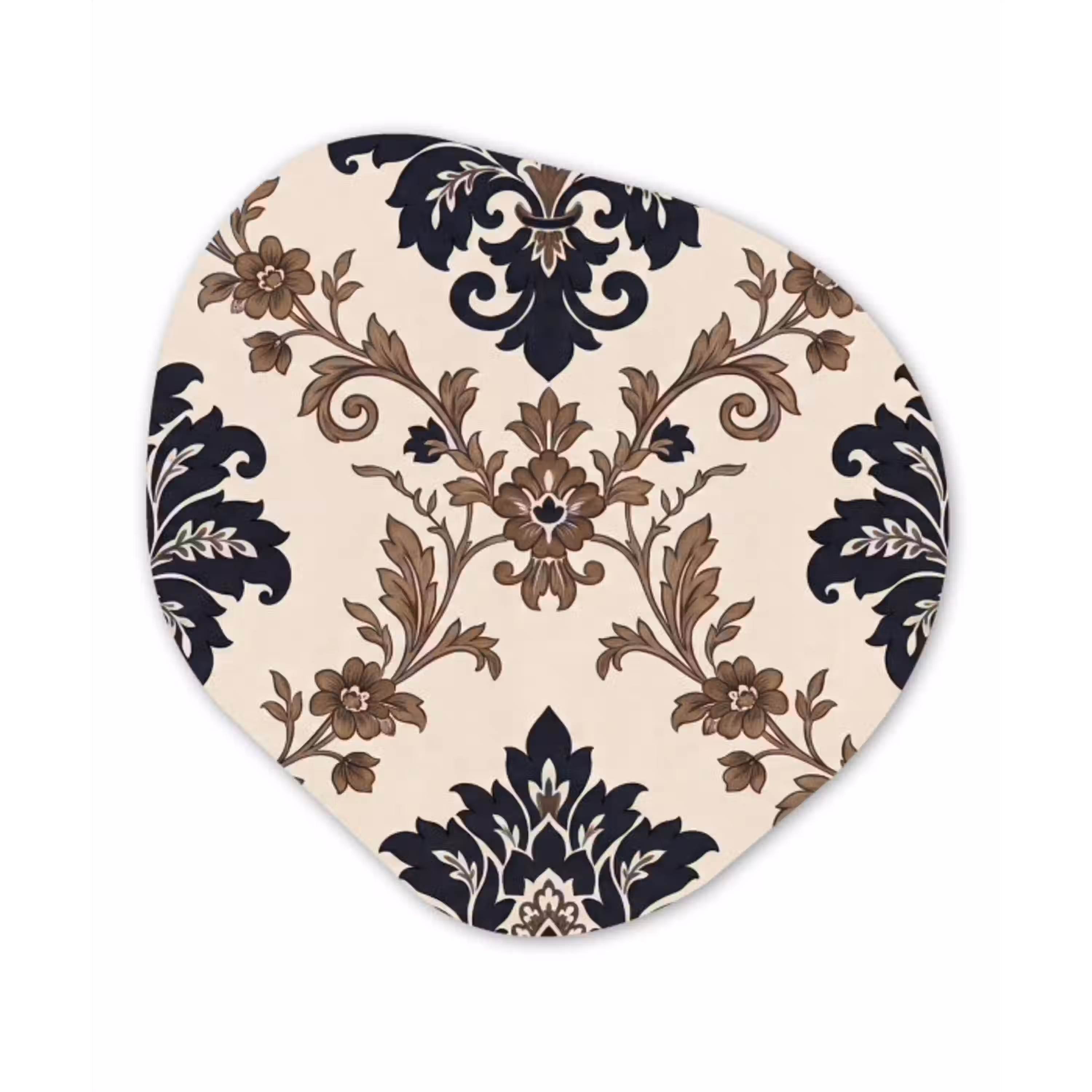 Patroon - Floraal - Klassiek - Beige-blauw Wandcirkel Organisch Plexiglas middel -3d