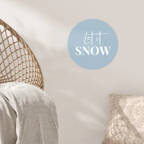 Sneeuw - Winter - Blauw - Let it snow Wandcirkel behangsticker klein -sfeer4