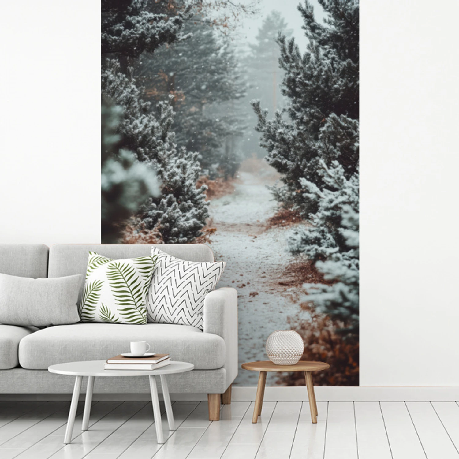Bos - Winter - Bomen - Natuur - Pad - Sneeuw fotobehang vinyl groot -woonkamer