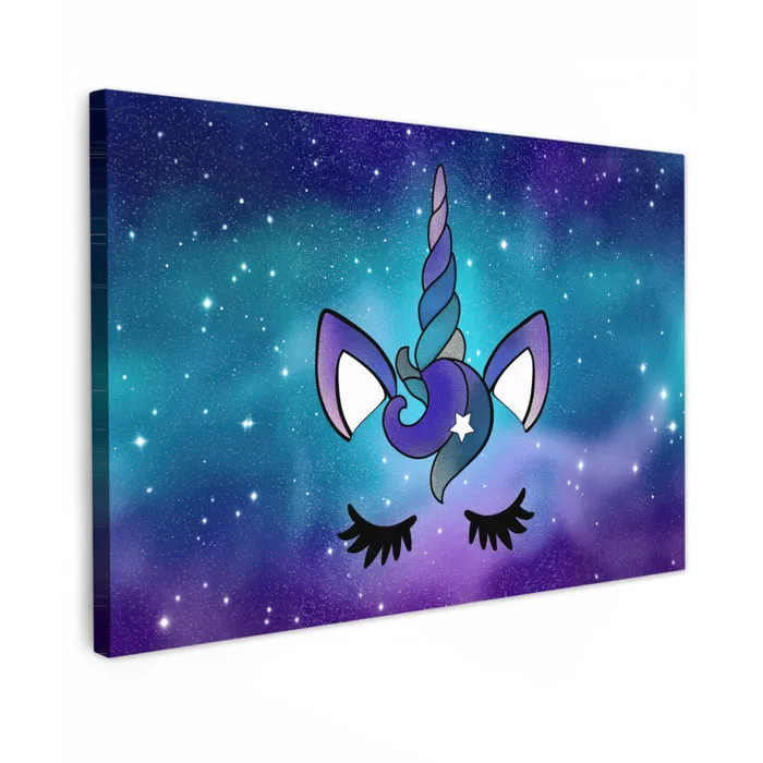 Eenhoorn - Sterrenhemel - Ster - Blauw canvas 2cm klein -z3d