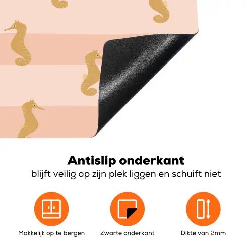Zee - Dieren - Roze - Zeepaardje Inductie beschermer vinyl 3mm klein 276 -zzzzzzz-td-onderkant