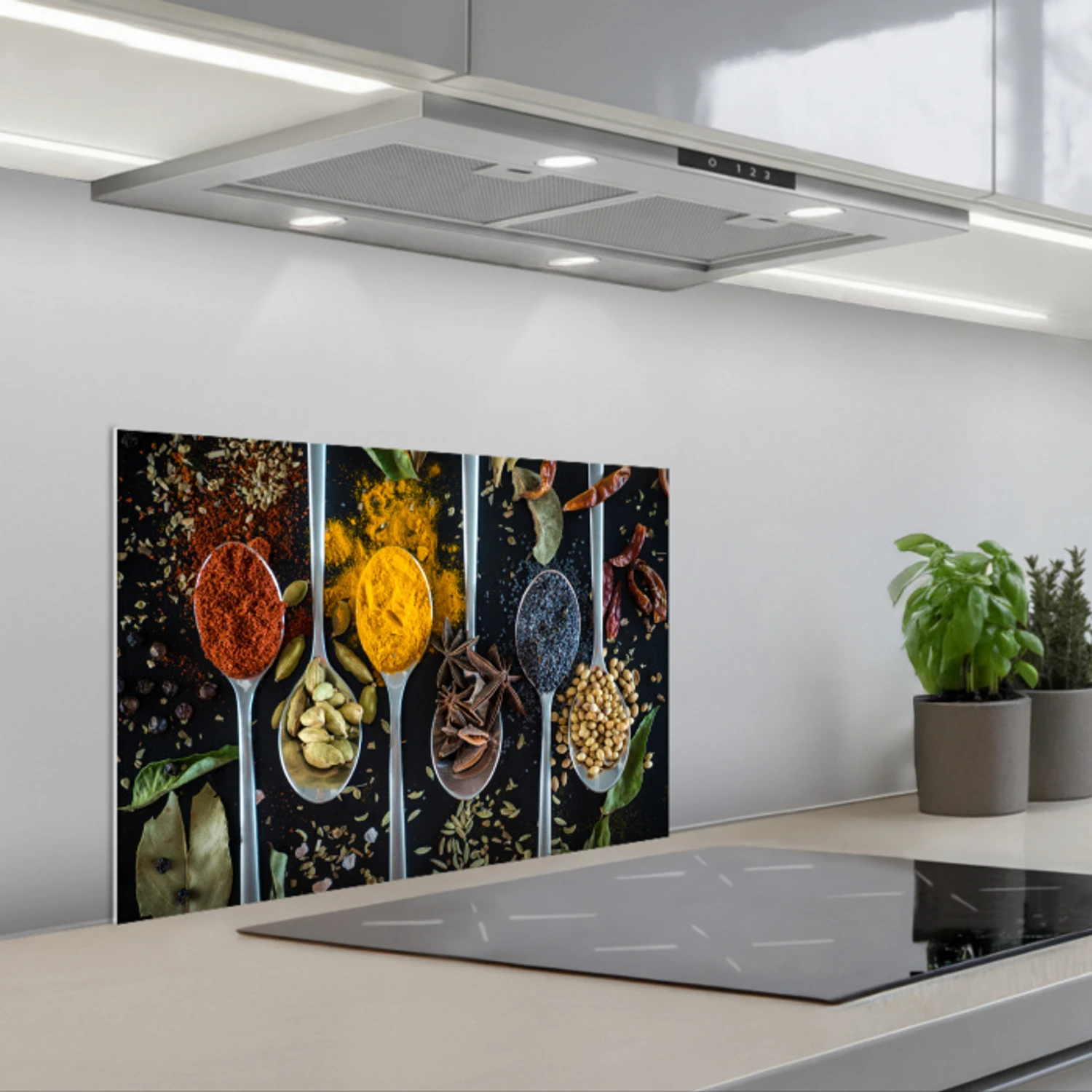 Kruiden - Lepel - Specerijen - Zwart - Keuken keuken achterwand spatscherm klein -3d_schuin