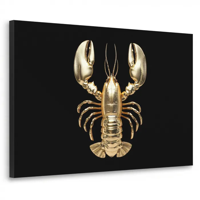 Kreeft - Goud - Textuur - Zwart Textielframe zwart klein -3d