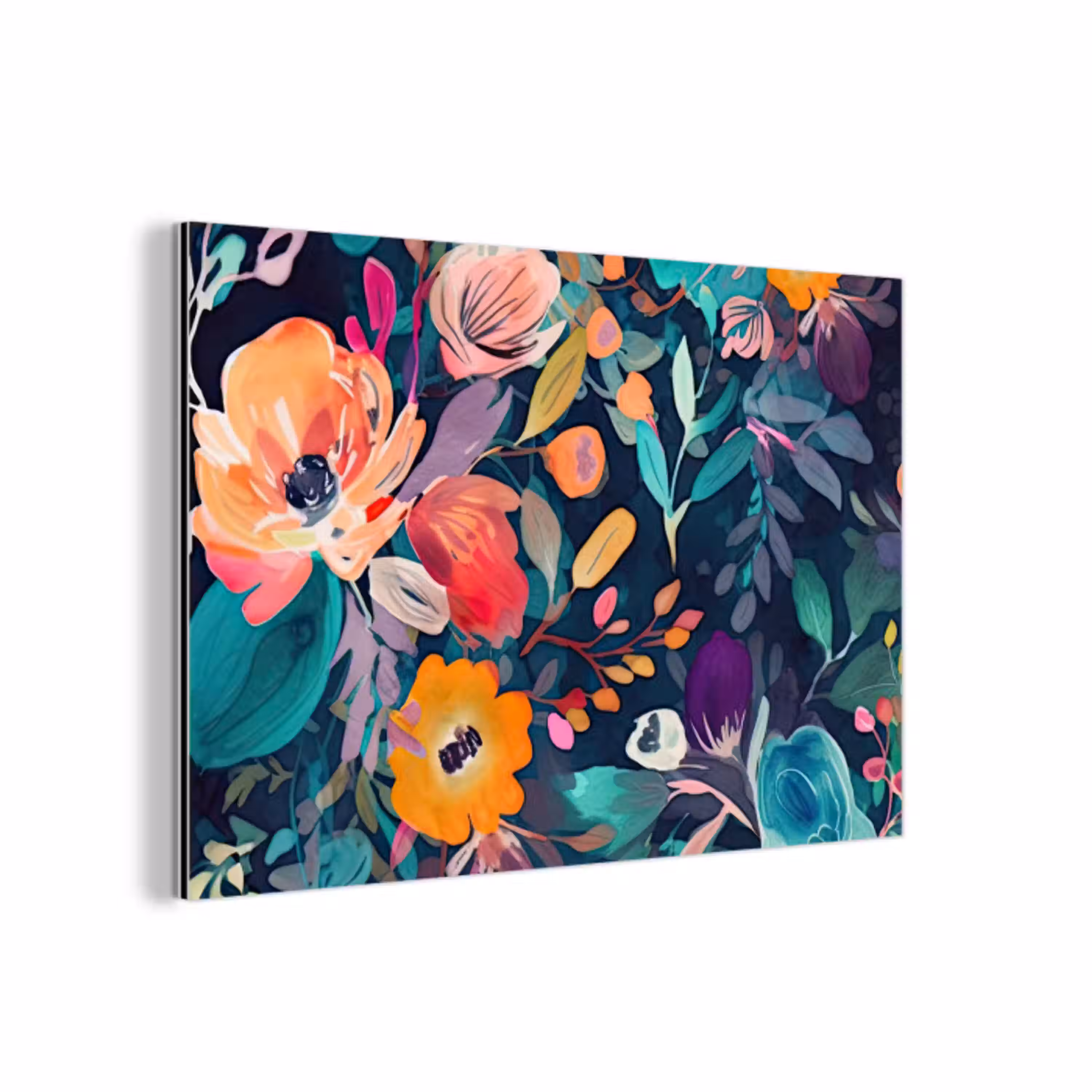 Kleurrijk - Bloemen - Kunst - Natuur - Hippie aluminium wit klein -3d