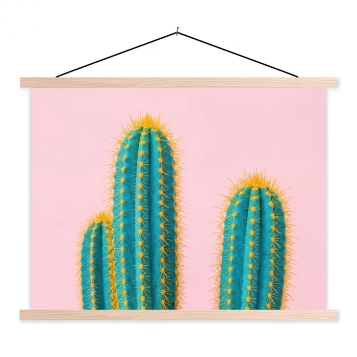 Cactussen - Modern - Pastel textielposter latten blank klein -3d