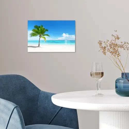 Palmboom - Strand - Zee - Zomer poster papier klein -sfeer3