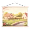 Schapen - Huisje - Platteland textielposter latten blank klein -3d