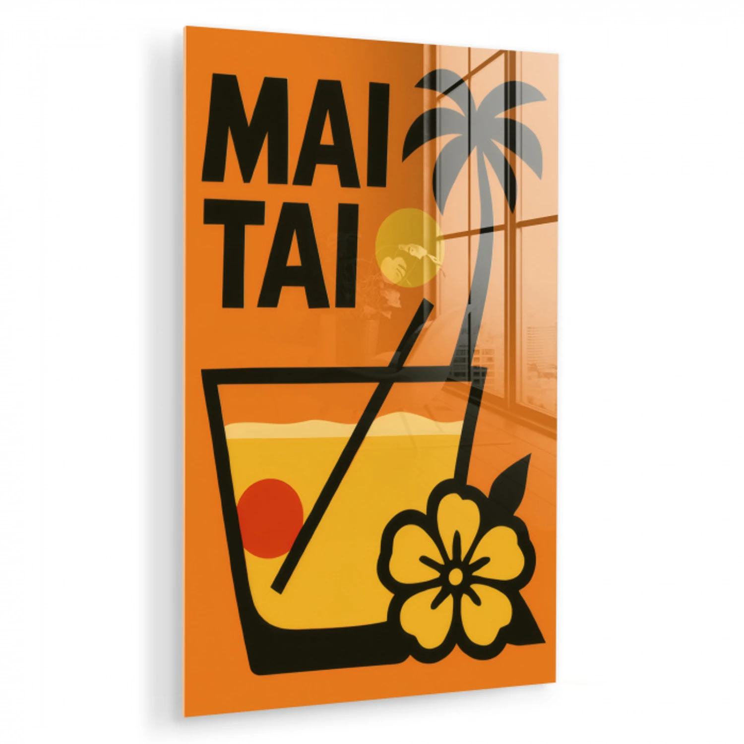 Palmboom - Bloem - Art - Drink plexiglas 5mm klein -zzzproduct_nieuw