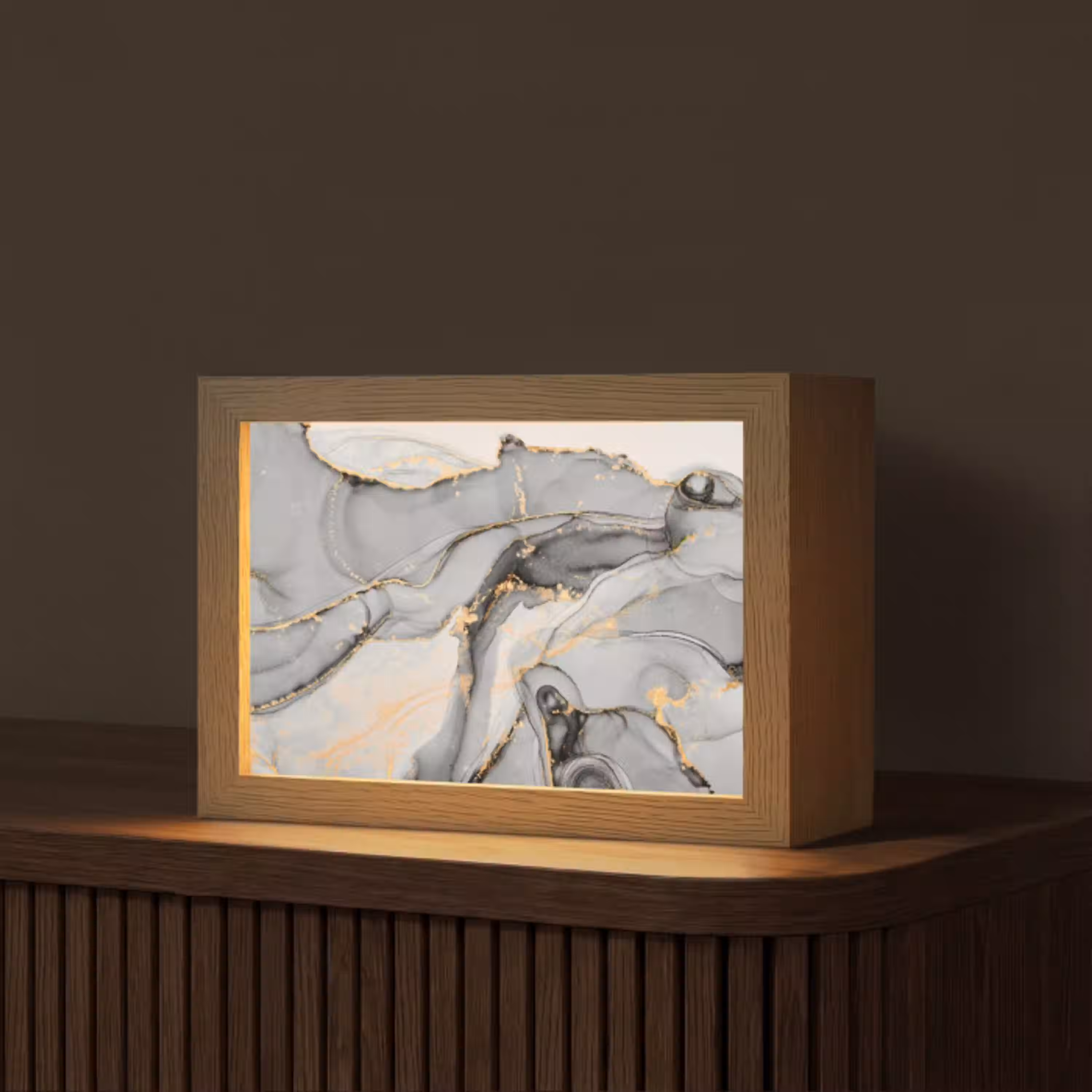 Marmer - Goud - Grijs Light Box met kabel (Tafellamp) klein -z3d_website