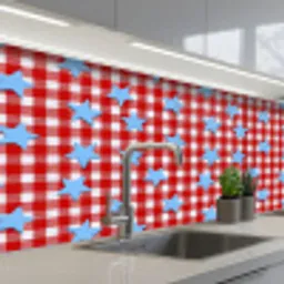 Ruit - Sterren - Rood keuken achterwand 2 middel 871 -3d_schuin