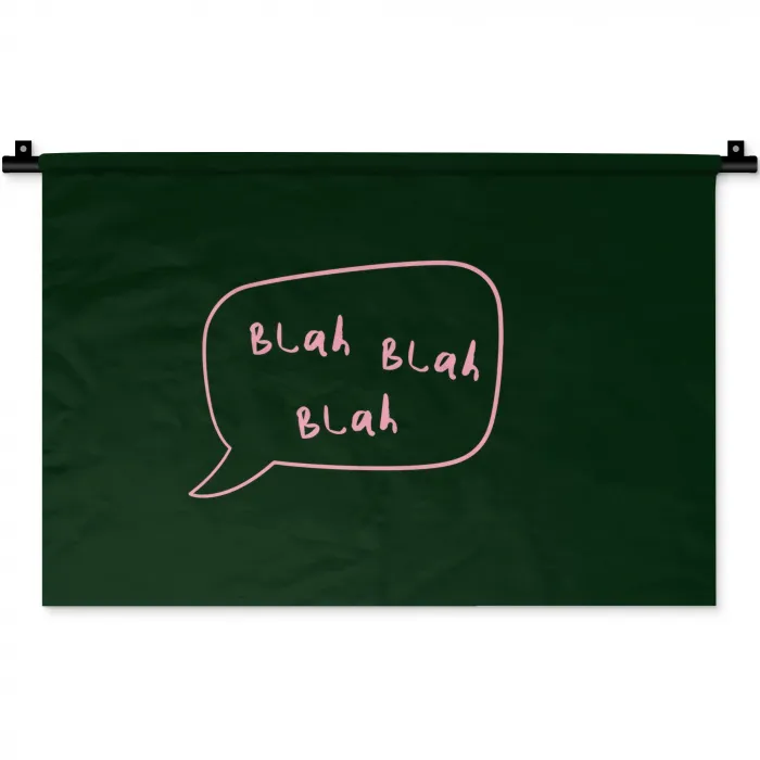 Tekstwolkje - Donkergroen - BLAH BLAH BLAH Wandkleed katoen klein -zz3d