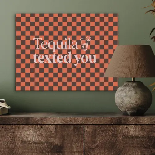 Tequila texted you - Glas - Vierkanten - Oranje PET vilt klein -sfeer2