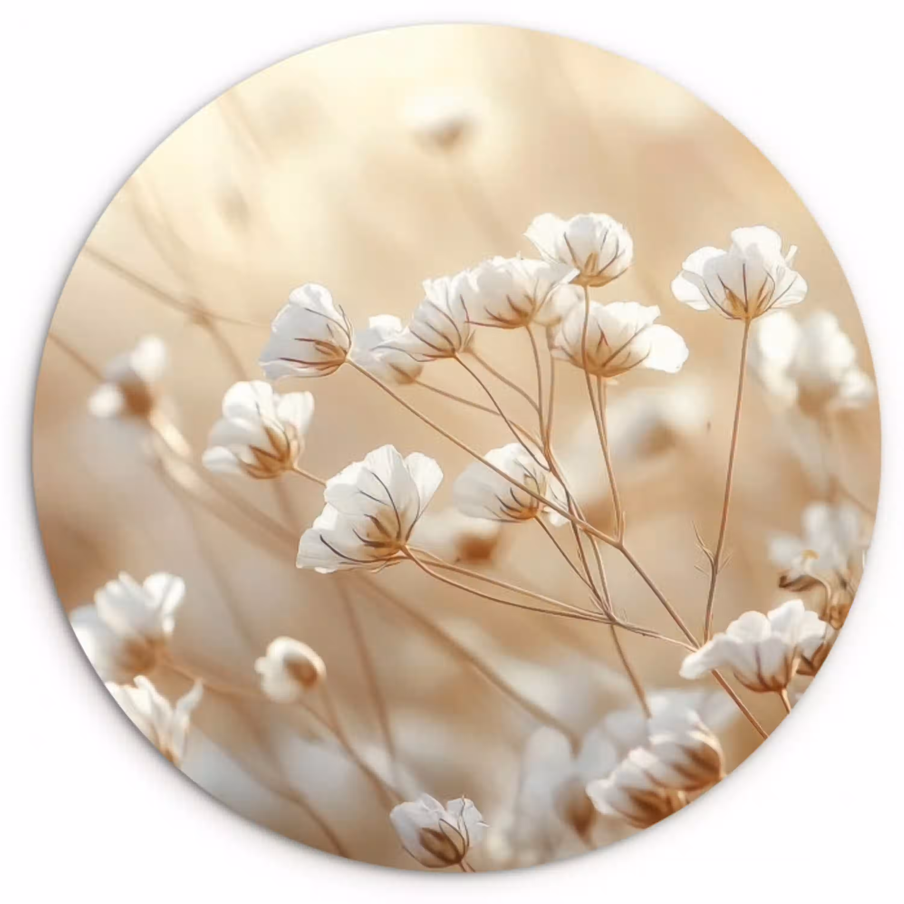 Wilde - Bloemen - Wit Wandcirkel plexiglas klein -3d