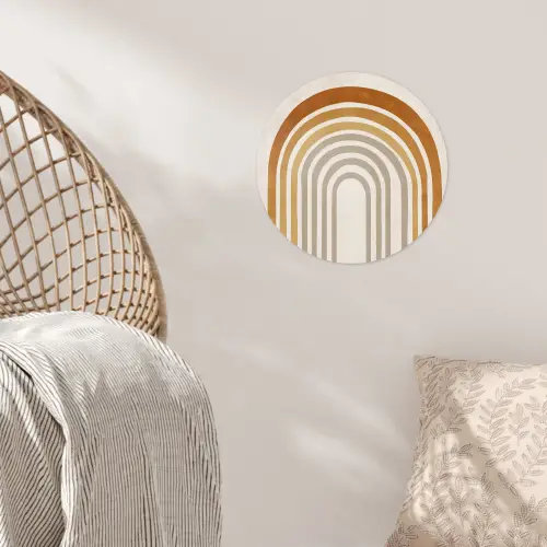 Minimalistisch - Boog - Lijnen - Beige Wandcirkel behangsticker klein -sfeer4