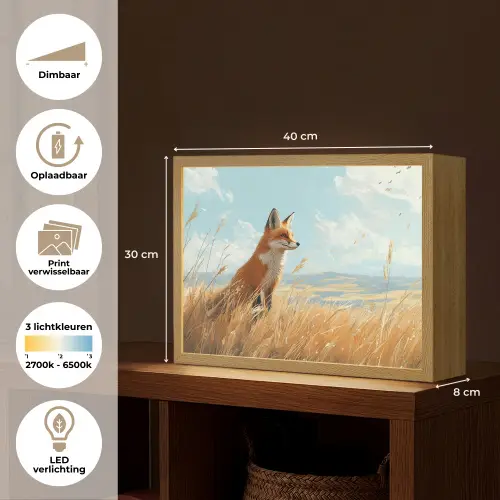 Vos - Gras - Wolken - Oranje Light Box met batterij (Wandlamp) middel -USP_websiteoverzichtNL