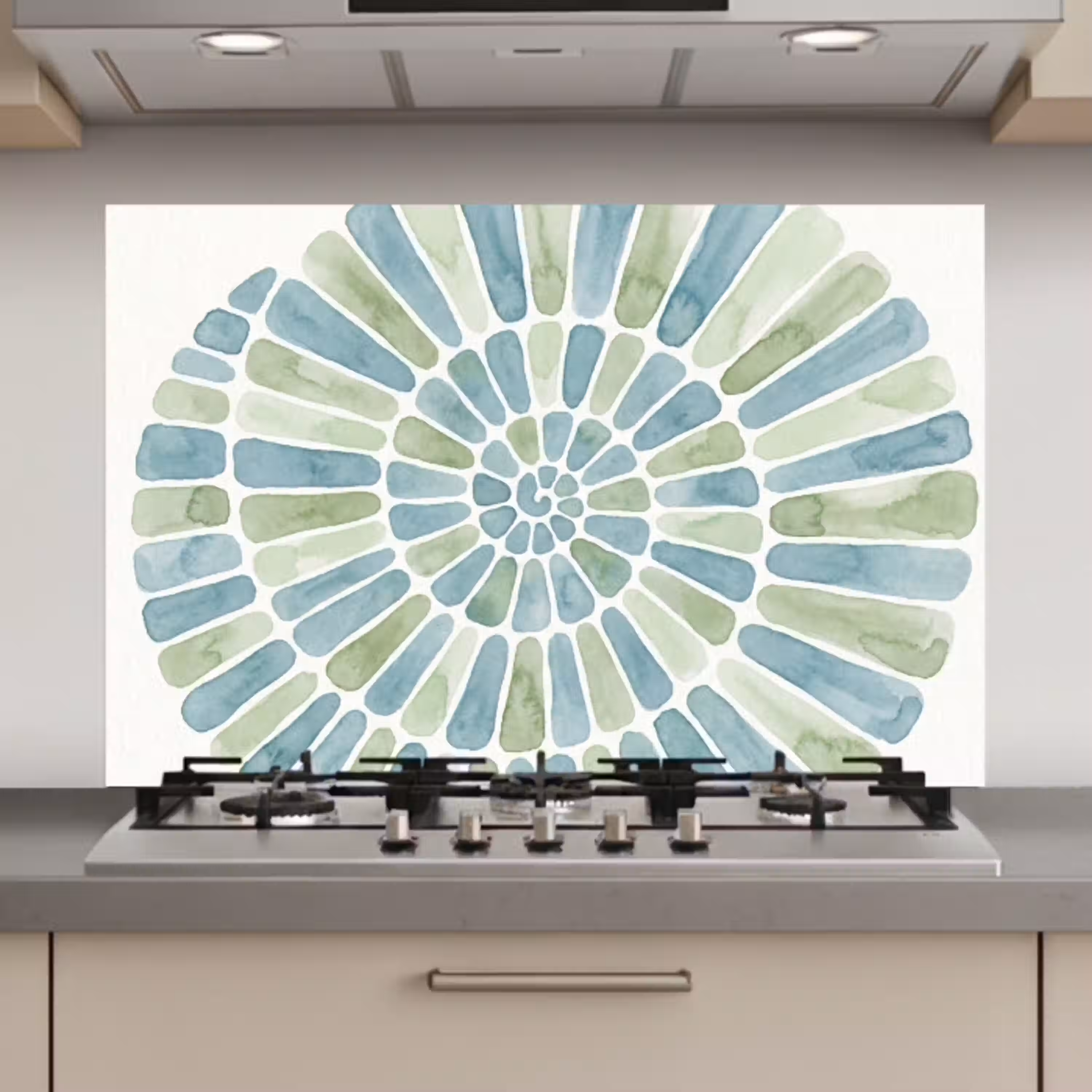 Abstract - Spiraal - Patroon - Modern - Blauw-Groen keuken achterwand spatscherm klein -3d_website