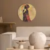 Vrouw - Silhouet - Patronen - Sierlijk Akoestische PET Vilt - Rond klein -sfeer1