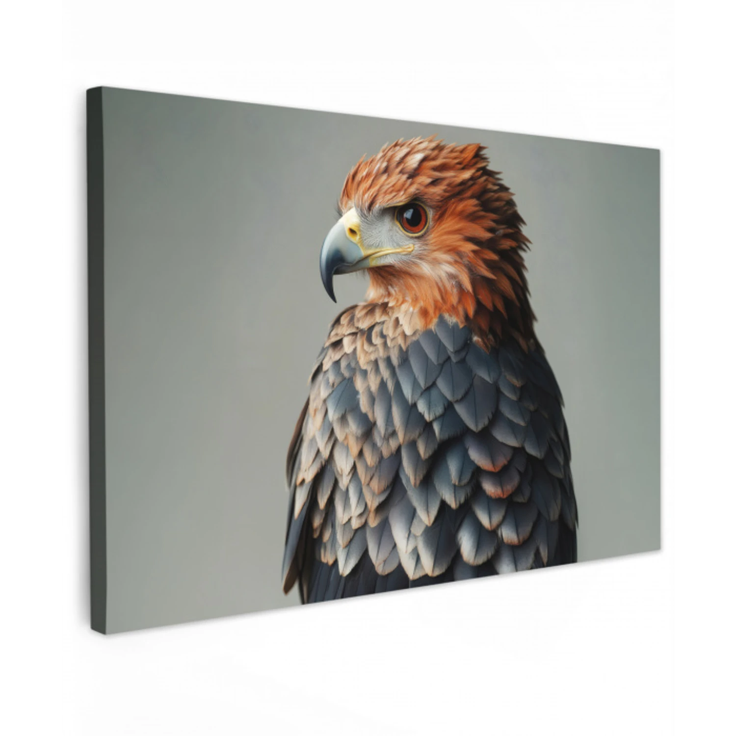 Vogel - Realistisch - Veren - Bruin Tuinposter op houten frame 2 cm dik klein -3d