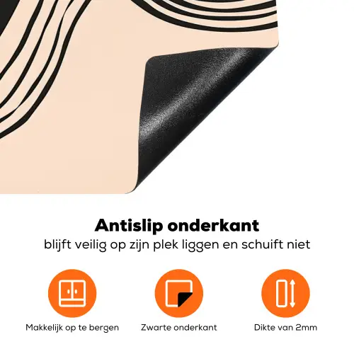 Golven - Zwart - Zandkleur Inductie beschermer vinyl 3mm klein -zzzzzzz-td-onderkant