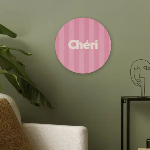 Gestreept - Roze - Chéri Akoestische PET Vilt - Rond klein -sfeer2