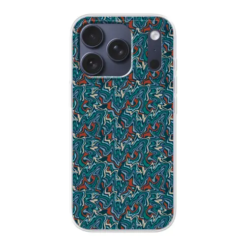 Golven - Retro - Blauw - Patroon Telefoonhoesje iPhone 17 Pro klein 878 -3d