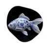 Porselein - Goudvis - Delfts - Blauw Wandcirkel Organisch Aluminium middel -3d