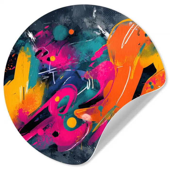 Abstract - Graffiti - Kleurrijk - Verfspatten Wandcirkel behangsticker klein -3d