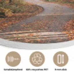 Bospad - Herfstbos - Bladeren - Oranje - Nostalgisch Akoestische PET Vilt - Rond klein -closeup_DE