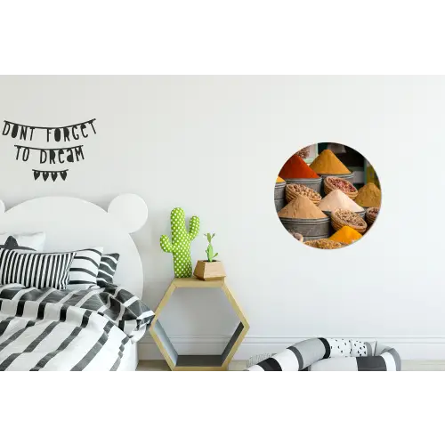 Kruiden - Ton - Specerijen - Geel - Bruin Wandcirkel aluminium klein -kinderkamer