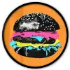 Hamburger - Oranje - Neon - popart Fotolijst rond zonder passe partout klein -3d