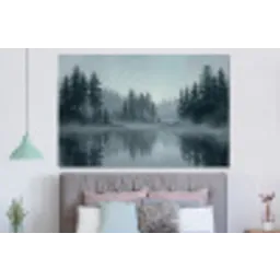 Bos - Meer - Mist - Natuur - Grijs forex 5mm xxl -slaapkamer