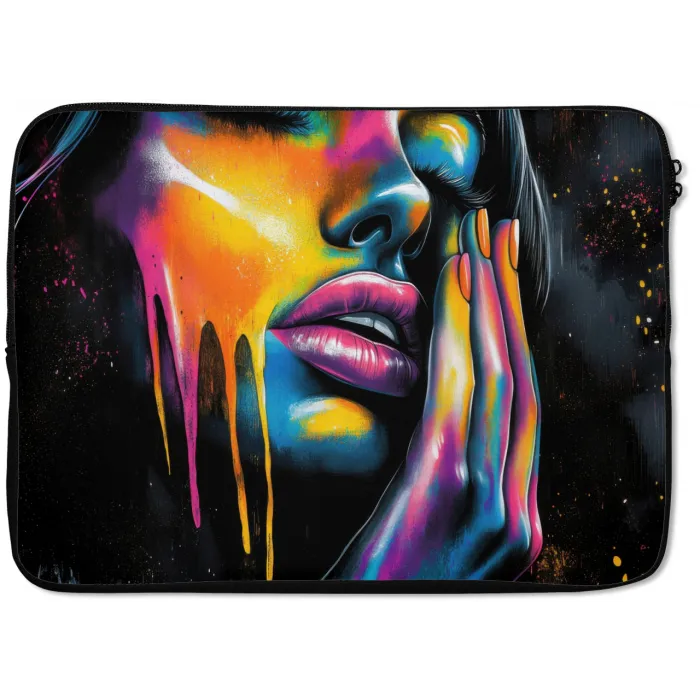 Vrouw - Gezicht - Verf - Kunstzinnig laptophoes neopreen klein -zkaufland3dotto