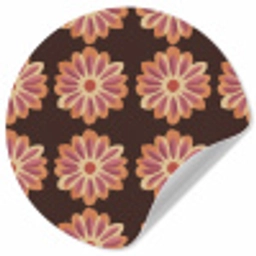 Bloemen - Patroon - Bruin Wandcirkel behangsticker klein 186 -3d
