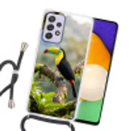 Toekan - Jungle - Natuur - Kleurrijk Hoesje Samsung Galaxy A52 5G met koord klein -sfeer1