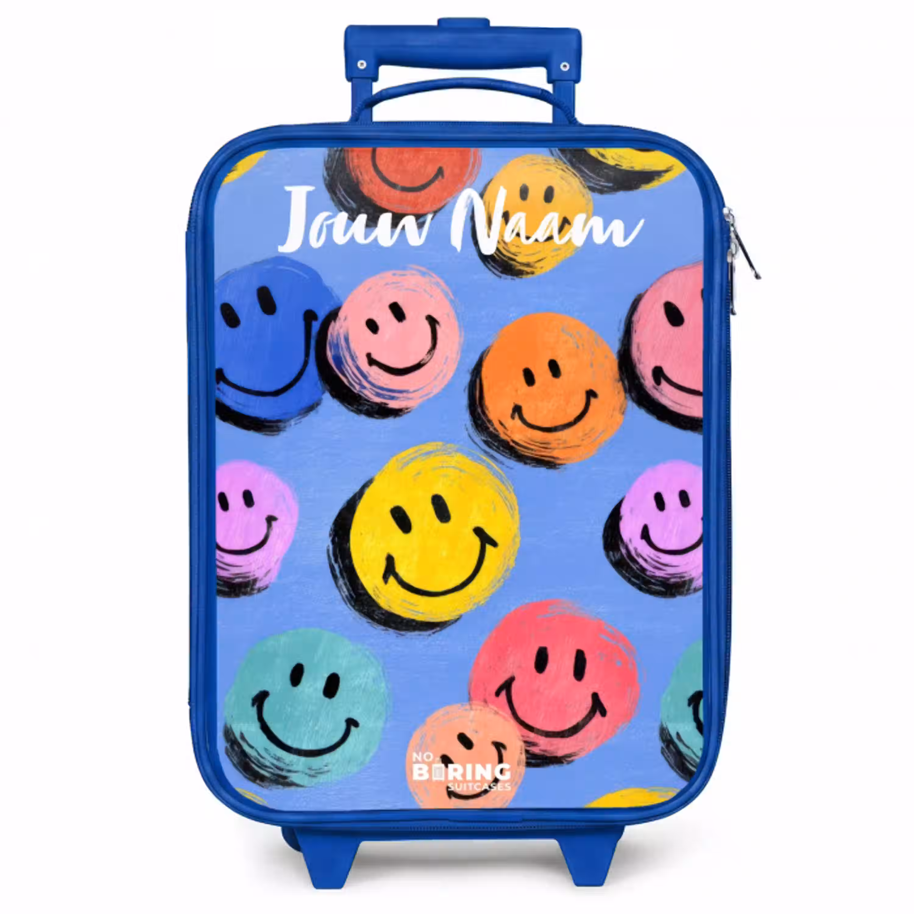 Een speels en kunstzinnig patroon van kleurrijke smileys Kinderkoffer - Blauw klein -zzz_website3d