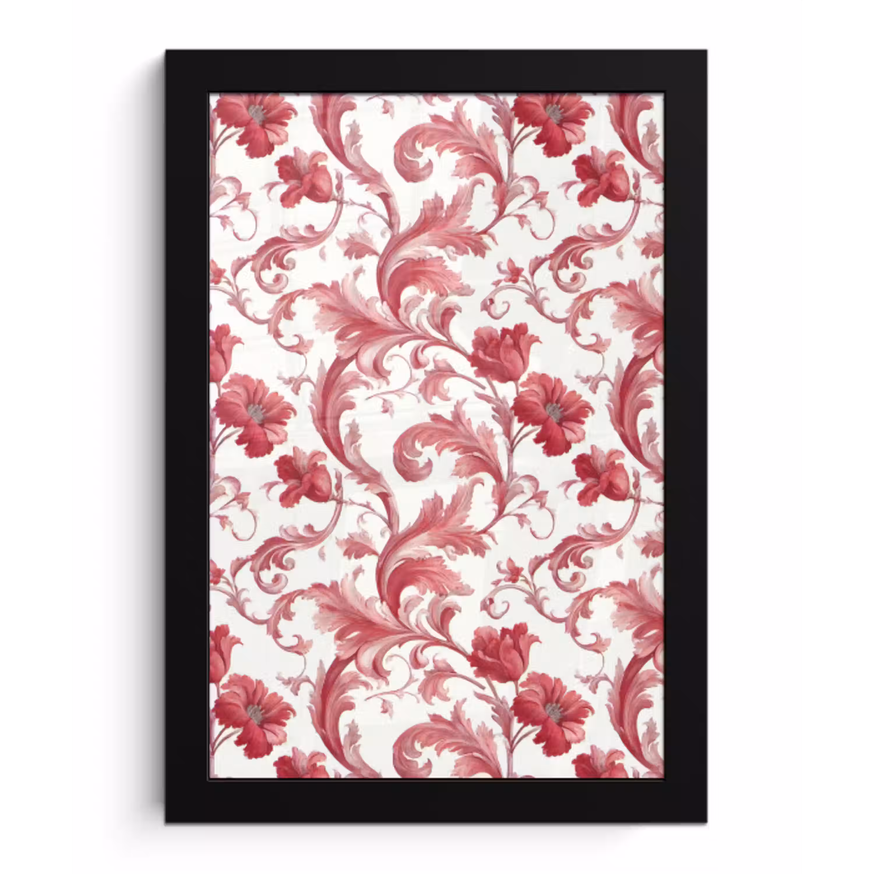 Barok - Patroon - Rood fotolijst zwart zonder passe partout klein 224 -3d
