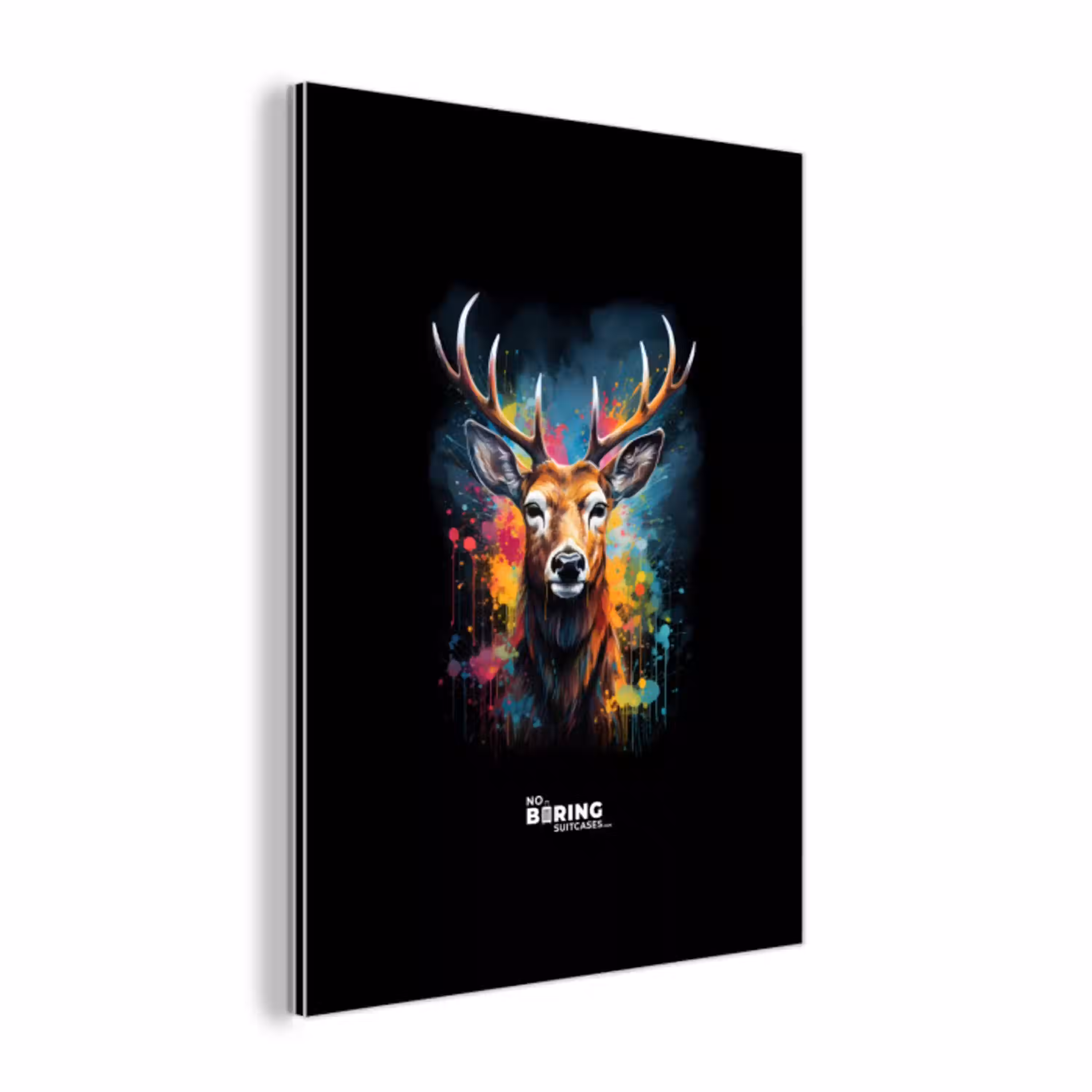 Hert met gewei tussen graffiti spray aluminium wit klein -3d